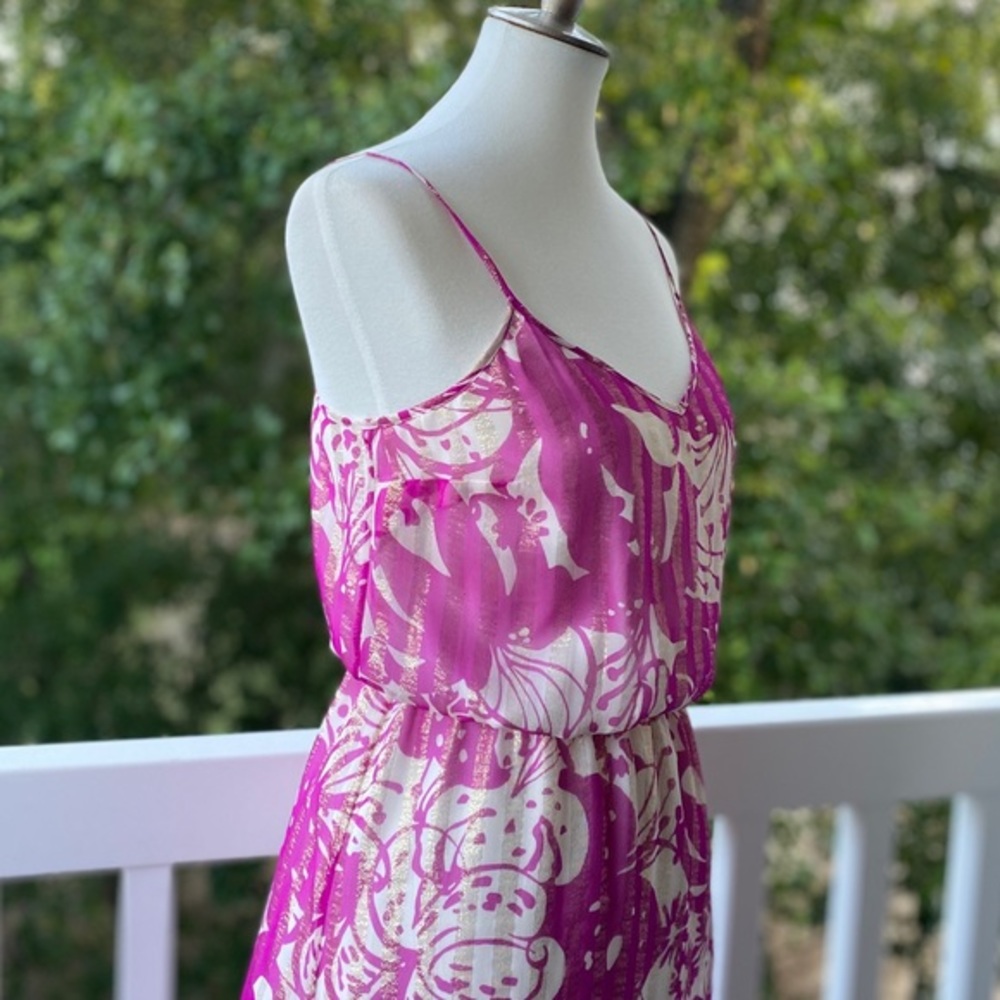 Lilly Pulitzer Metallic Purple + Gold Maxi Dress Size Small. Perfect Holidays! - Picture 8 of 12